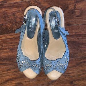Italian Made Wedge Sandals (Blue)